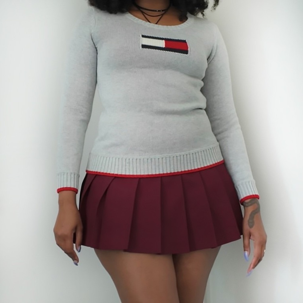 Tommy Hilfiger Womens S Grey Flag Logo Crewneck Sweater - Picture 2 of 5